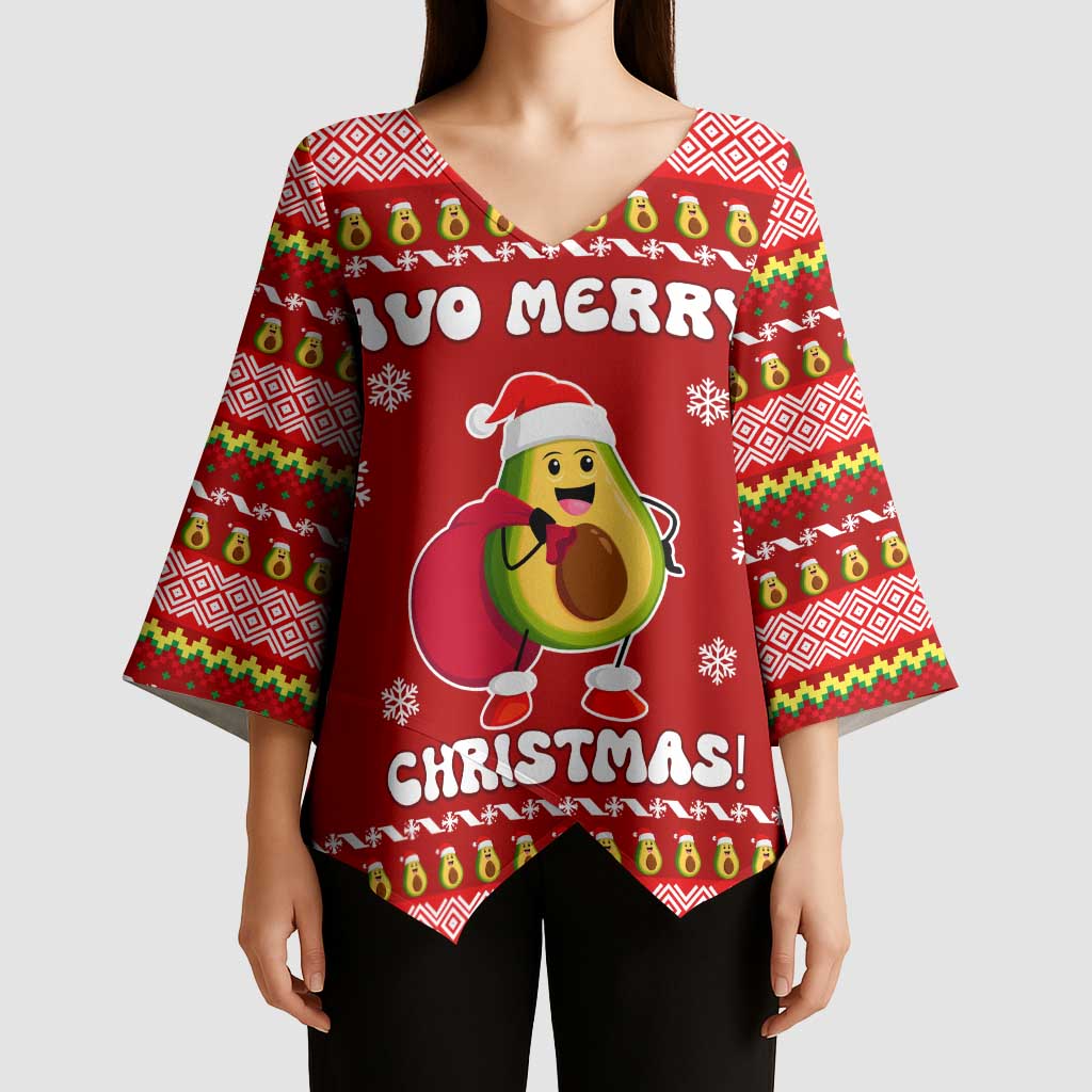 Avo Merry Christmas Kimono Sleeve Blouse Xmas Holiday Patterns - Wonder Print Shop