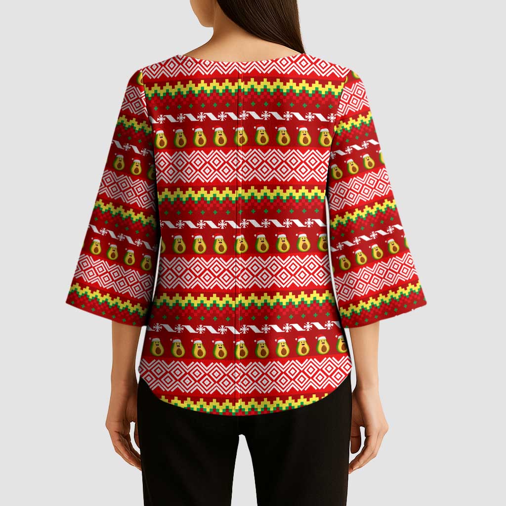 Avo Merry Christmas Kimono Sleeve Blouse Xmas Holiday Patterns - Wonder Print Shop