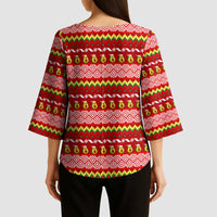 Avo Merry Christmas Kimono Sleeve Blouse Xmas Holiday Patterns - Wonder Print Shop