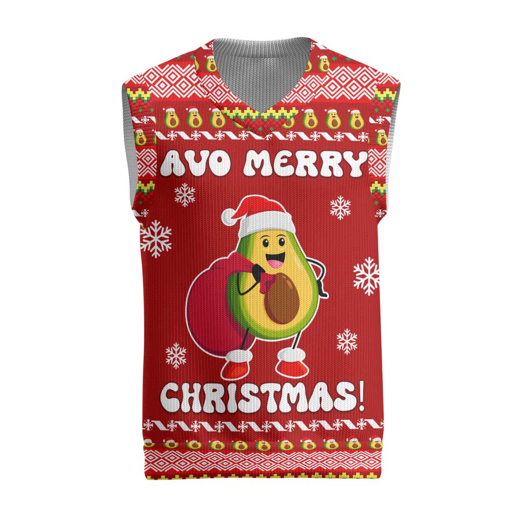 Avo Merry Christmas Knitted V-Neck Vest Xmas Holiday Patterns - Wonder Print Shop