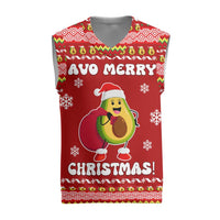 Avo Merry Christmas Knitted V-Neck Vest Xmas Holiday Patterns - Wonder Print Shop