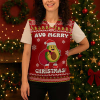 Avo Merry Christmas Knitted V-Neck Vest Xmas Holiday Patterns - Wonder Print Shop