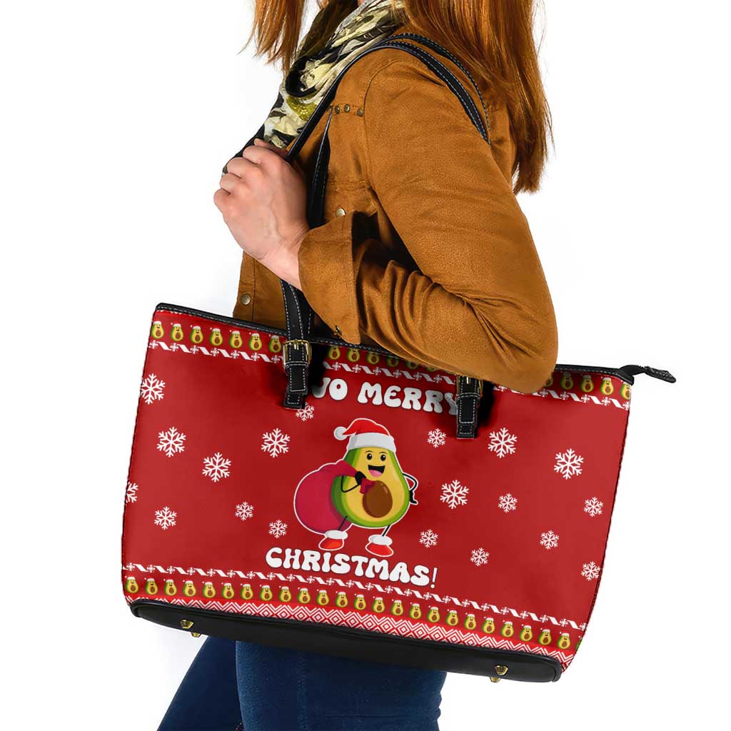 Avo Merry Christmas Leather Tote Bag Xmas Holiday Patterns - Wonder Print Shop
