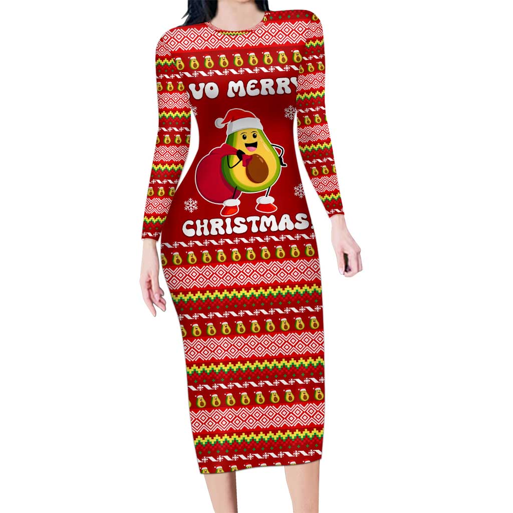 Avo Merry Christmas Long Sleeve Bodycon Dress Xmas Holiday Patterns - Wonder Print Shop