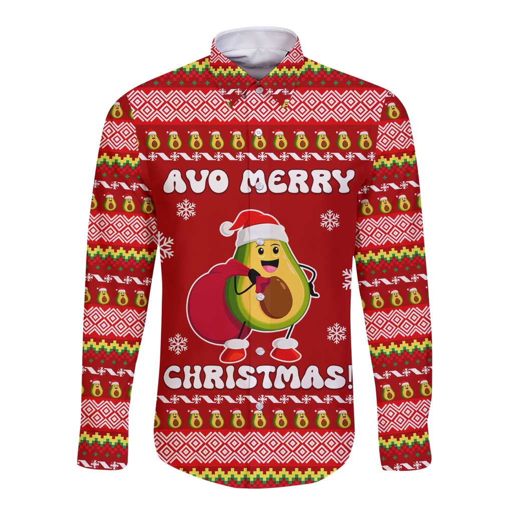 Avo Merry Christmas Long Sleeve Button Shirt Xmas Holiday Patterns - Wonder Print Shop