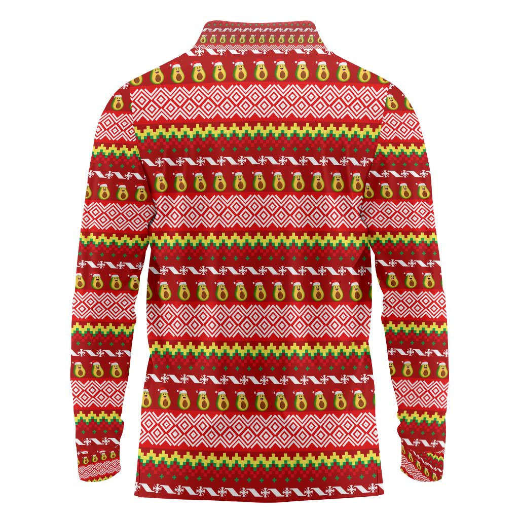 Avo Merry Christmas Long Sleeve Polo Shirt Xmas Holiday Patterns - Wonder Print Shop