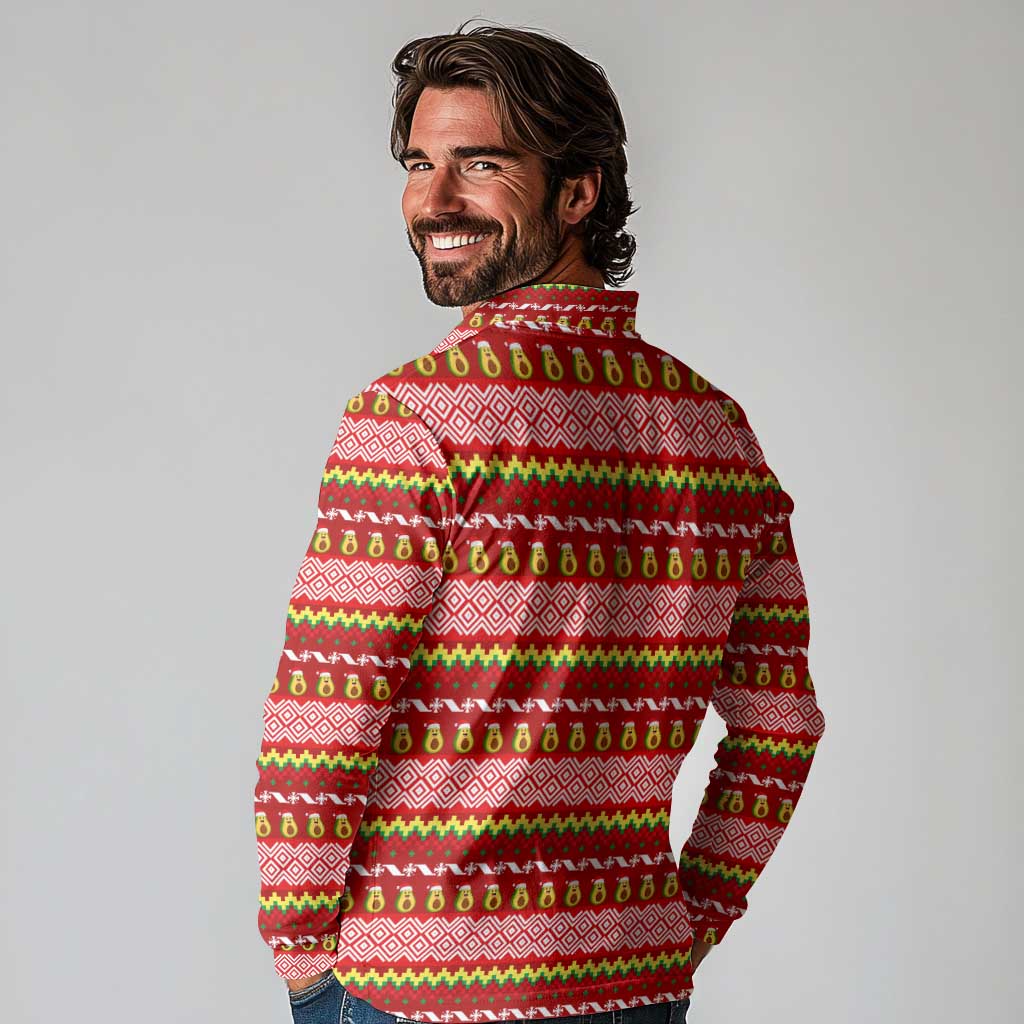 Avo Merry Christmas Long Sleeve Polo Shirt Xmas Holiday Patterns - Wonder Print Shop