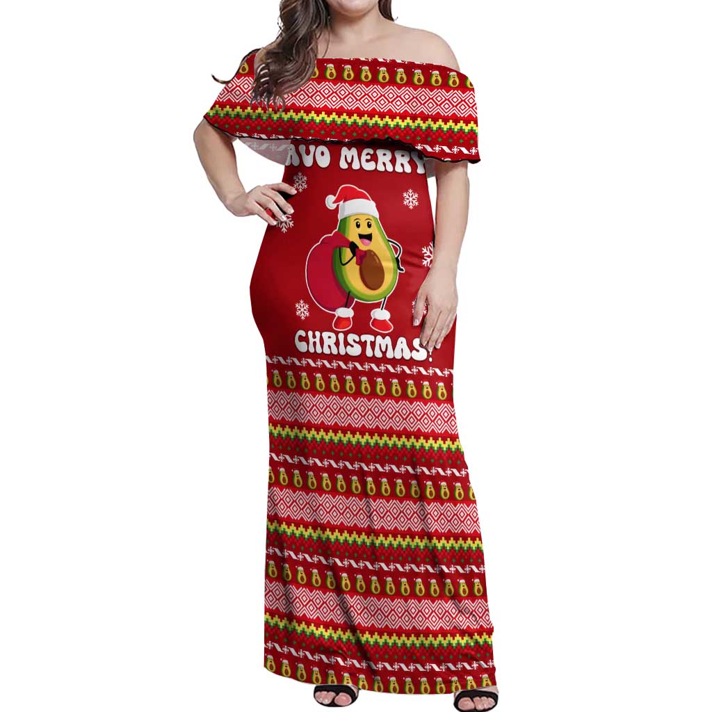 Avo Merry Christmas Off Shoulder Maxi Dress Xmas Holiday Patterns - Wonder Print Shop
