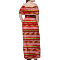 Avo Merry Christmas Off Shoulder Maxi Dress Xmas Holiday Patterns - Wonder Print Shop
