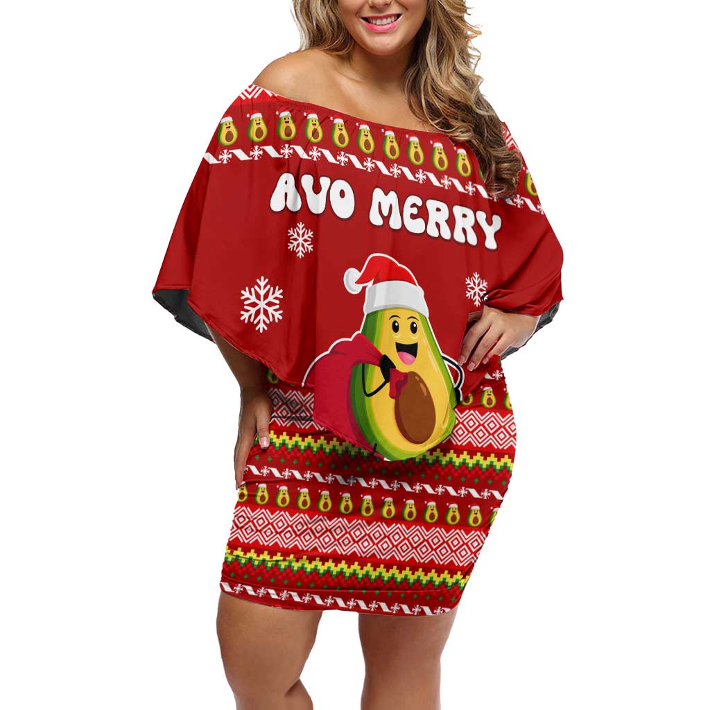 Avo Merry Christmas Off Shoulder Short Dress Xmas Holiday Patterns - Wonder Print Shop