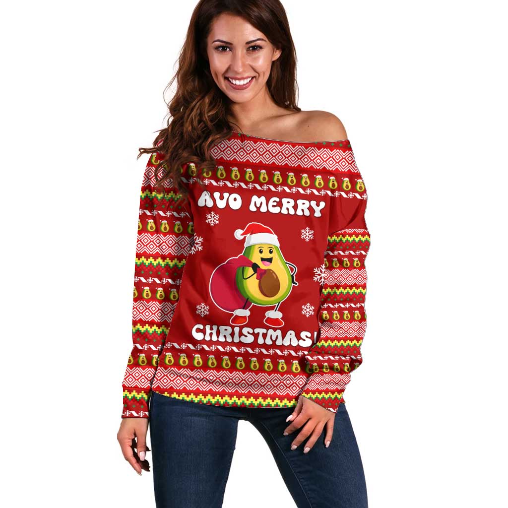 Avo Merry Christmas Off Shoulder Sweater Xmas Holiday Patterns - Wonder Print Shop
