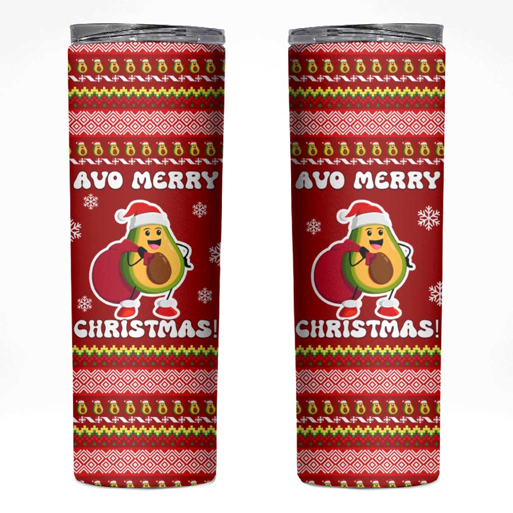 Avo Merry Christmas Skinny Tumbler Xmas Holiday Patterns - Wonder Print Shop