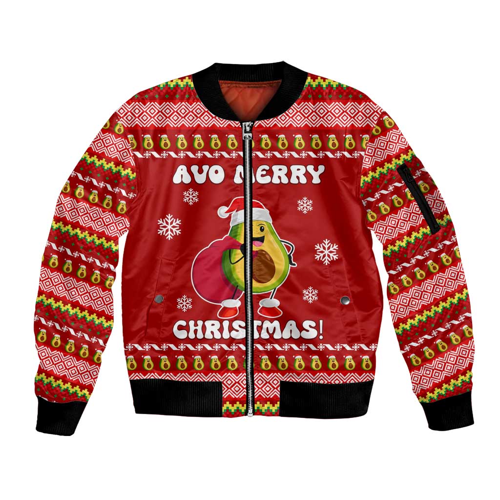 Avo Merry Christmas Sleeve Zip Bomber Jacket Xmas Holiday Patterns - Wonder Print Shop