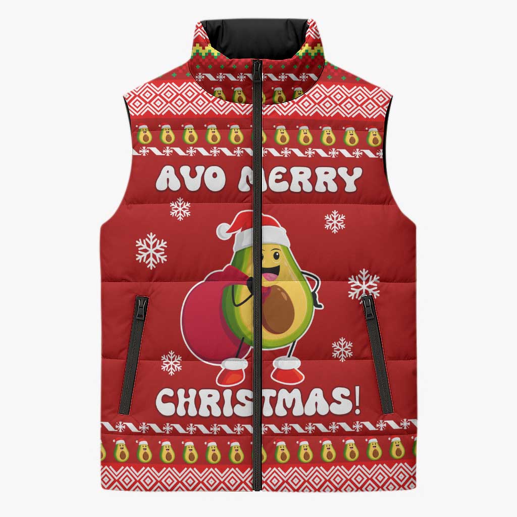 Avo Merry Christmas Sleeveless Puffer Jacket Xmas Holiday Patterns - Wonder Print Shop