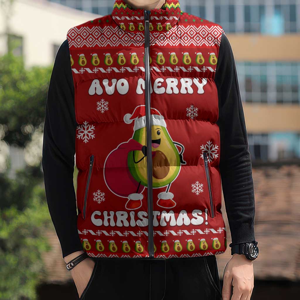 Avo Merry Christmas Sleeveless Puffer Jacket Xmas Holiday Patterns - Wonder Print Shop
