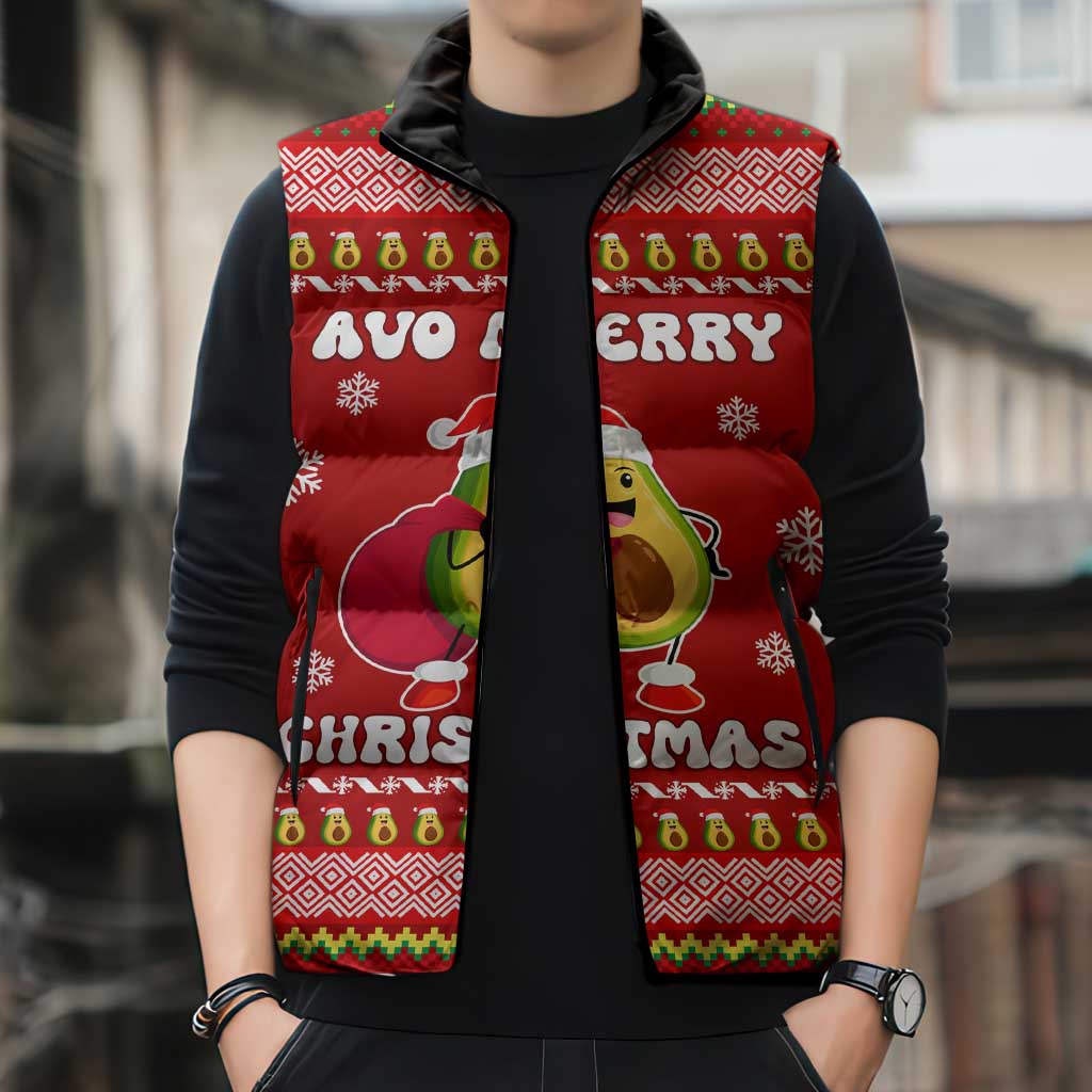 Avo Merry Christmas Sleeveless Puffer Jacket Xmas Holiday Patterns - Wonder Print Shop