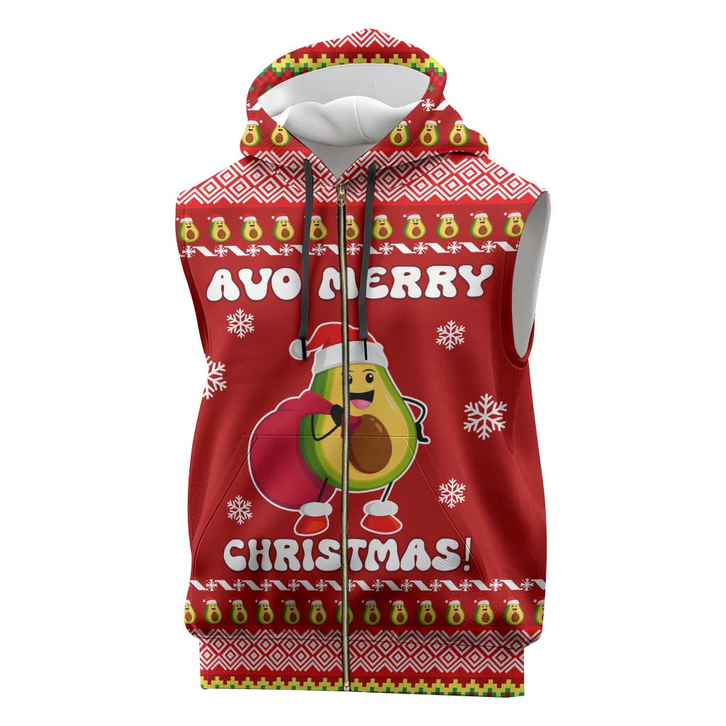 Avo Merry Christmas Sleeveless Zip Hoodie Xmas Holiday Patterns - Wonder Print Shop