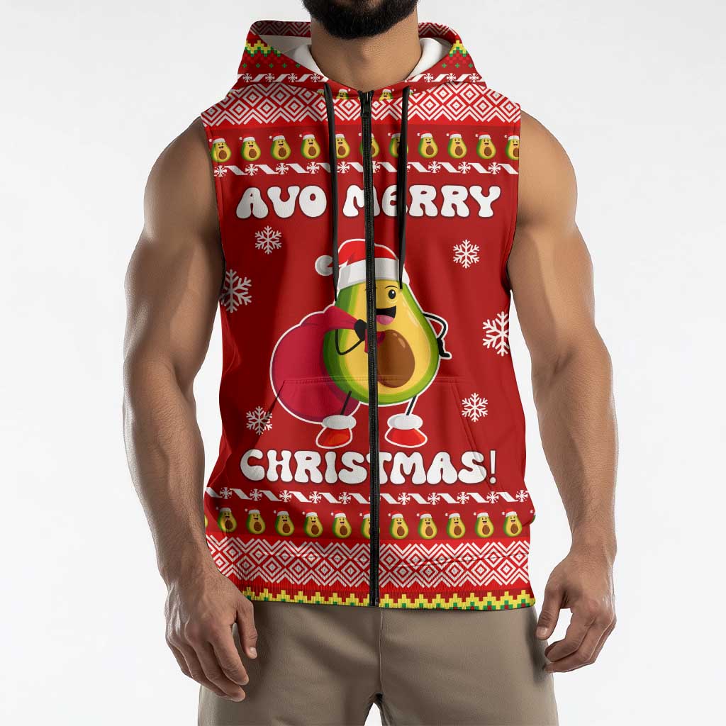 Avo Merry Christmas Sleeveless Zip Hoodie Xmas Holiday Patterns - Wonder Print Shop