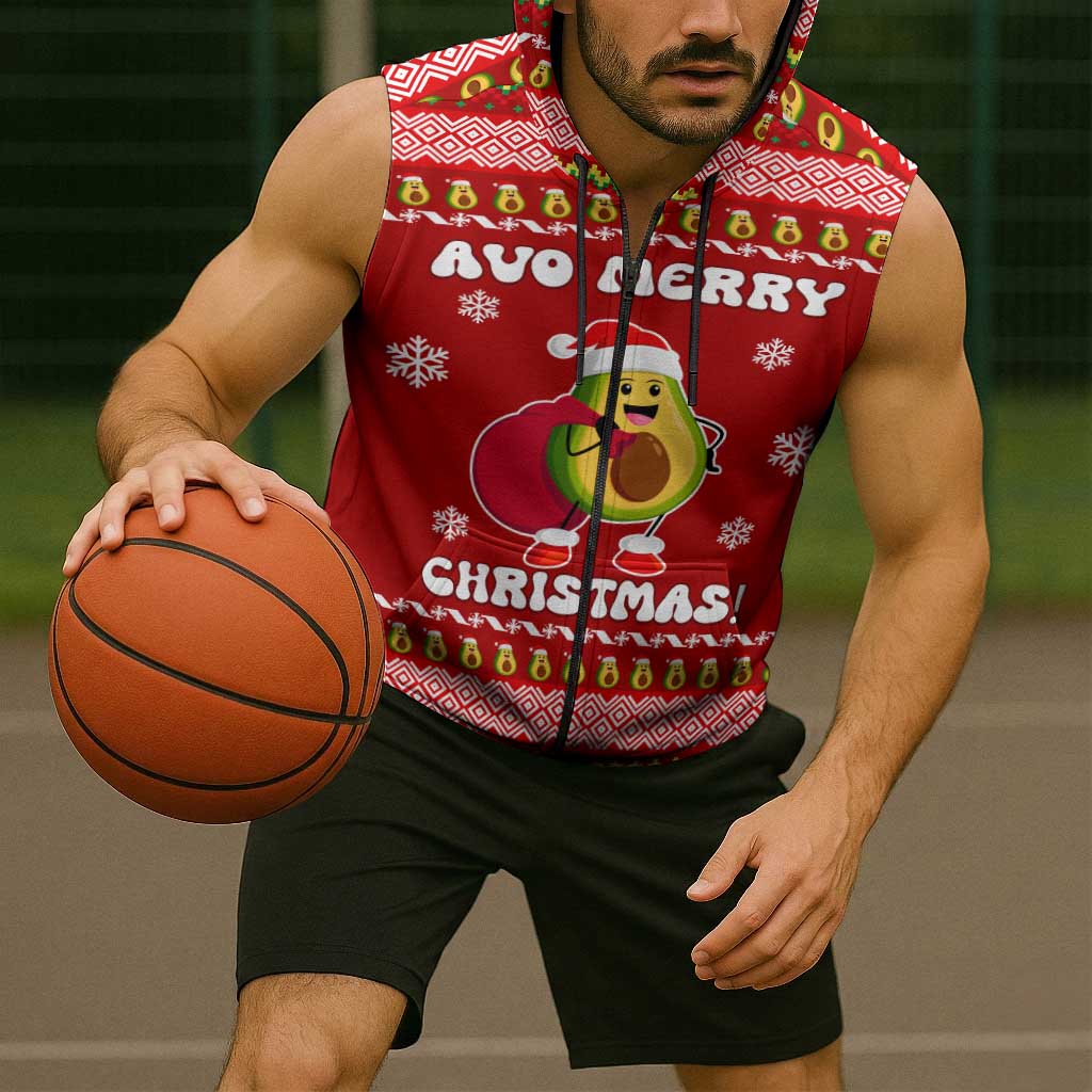 Avo Merry Christmas Sleeveless Zip Hoodie Xmas Holiday Patterns - Wonder Print Shop