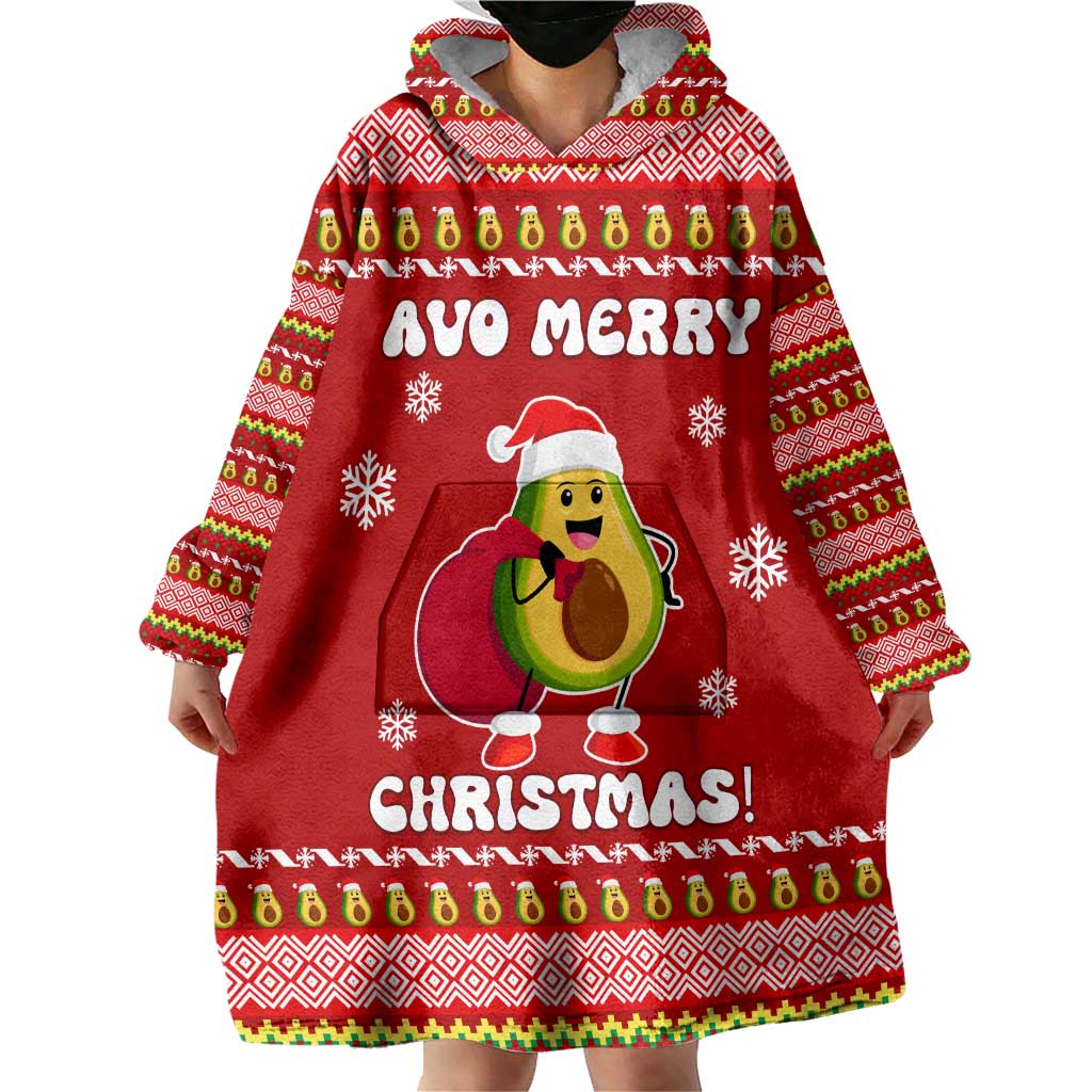 Avo Merry Christmas Wearable Blanket Hoodie Xmas Holiday Patterns - Wonder Print Shop