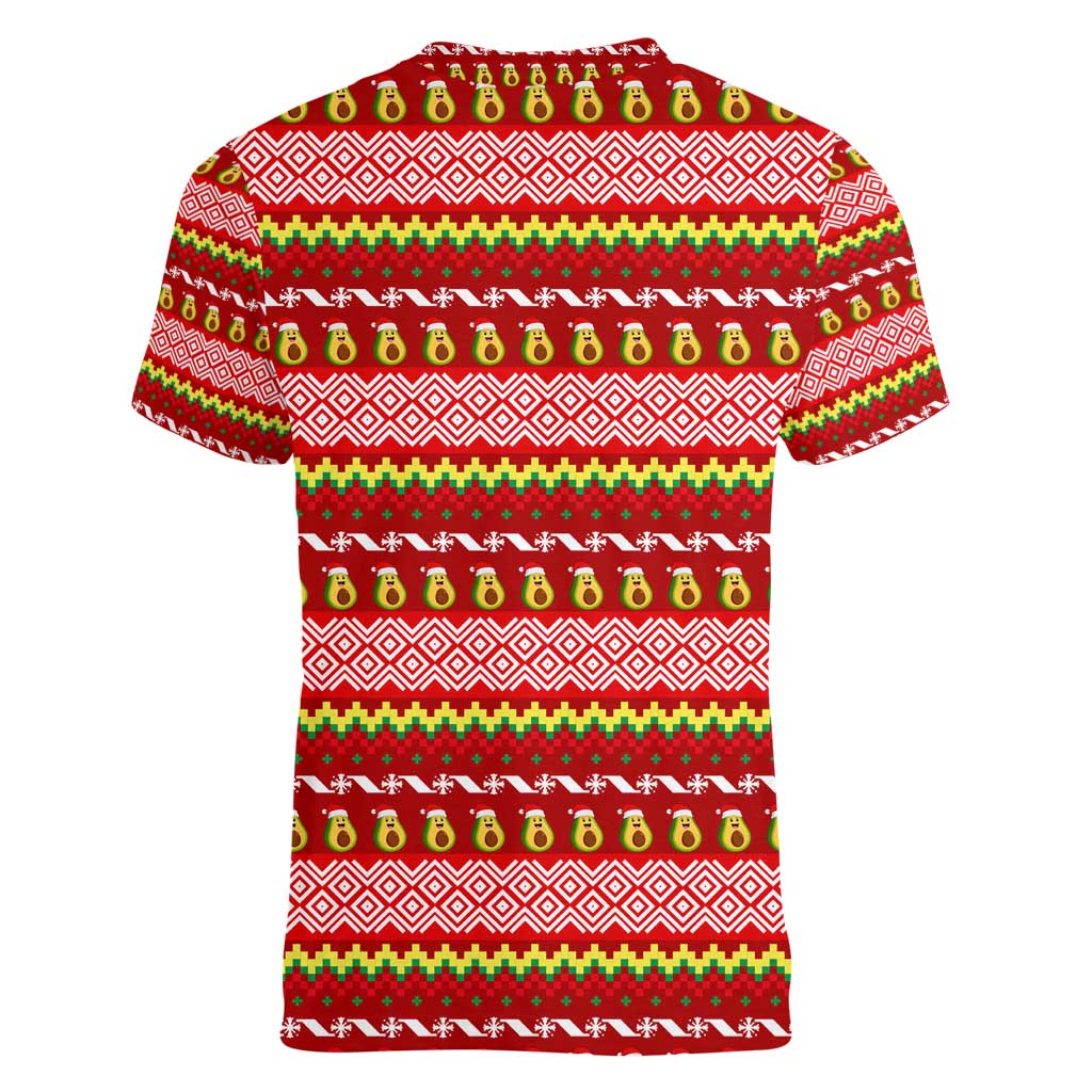 Avo Merry Christmas Women V-Neck T-Shirt Xmas Holiday Patterns - Wonder Print Shop