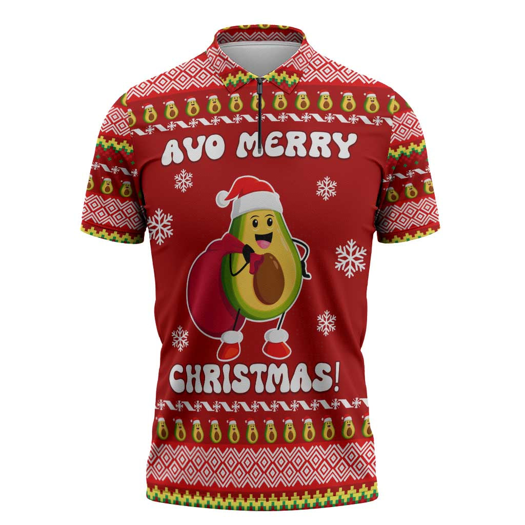 Avo Merry Christmas Zipper Polo Shirt Xmas Holiday Patterns - Wonder Print Shop