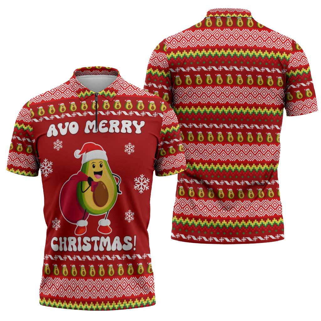 Avo Merry Christmas Zipper Polo Shirt Xmas Holiday Patterns - Wonder Print Shop