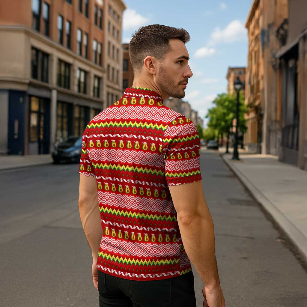 Avo Merry Christmas Zipper Polo Shirt Xmas Holiday Patterns - Wonder Print Shop