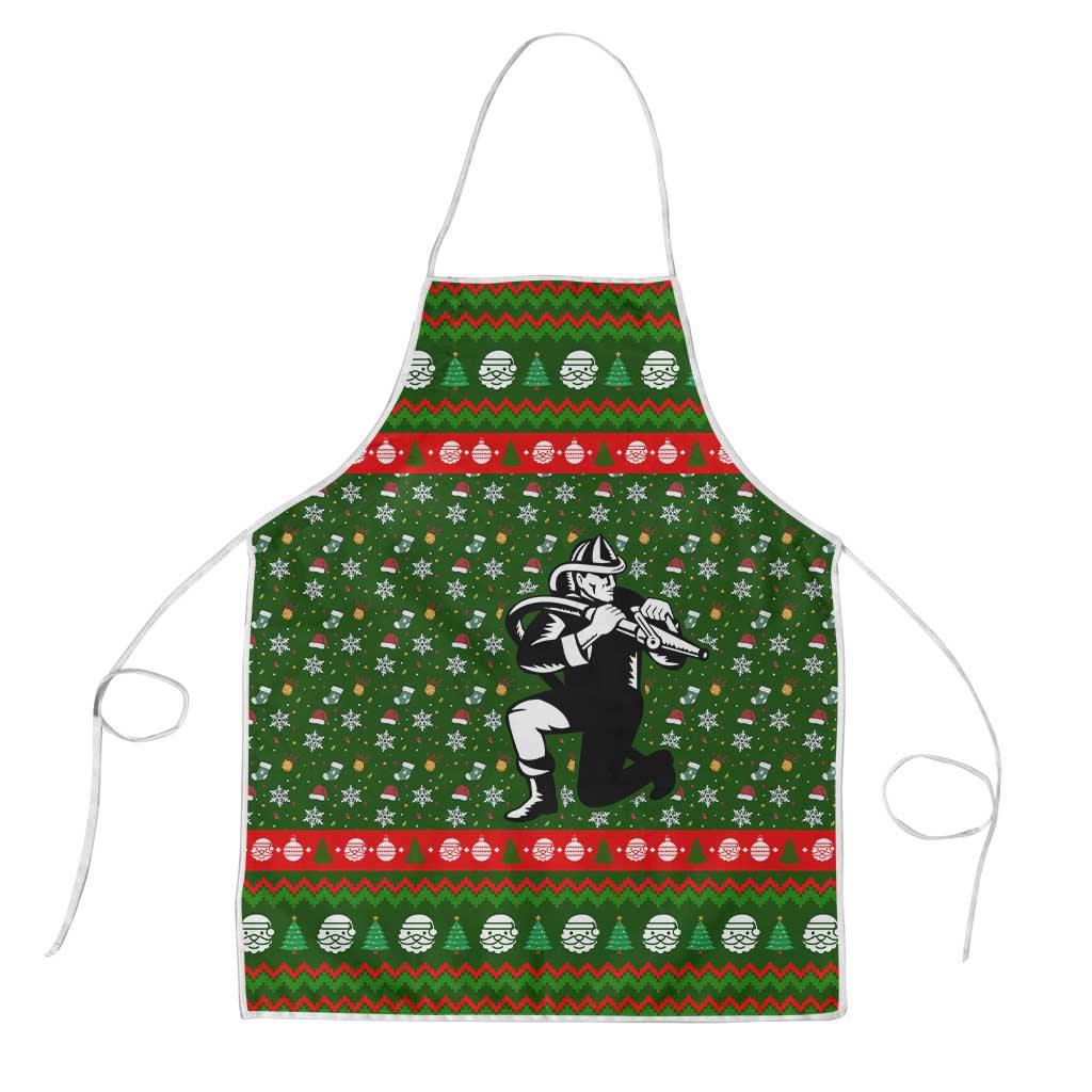 Awesome Firefighter Christmas Apron Xmas Holiday Patterns - Wonder Print Shop