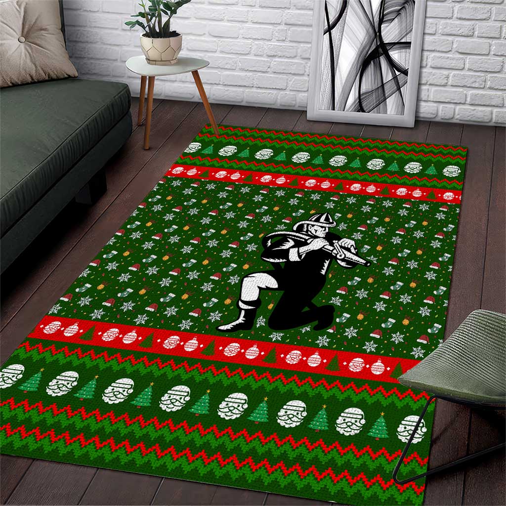 Awesome Firefighter Christmas Area Rug Xmas Holiday Patterns - Wonder Print Shop