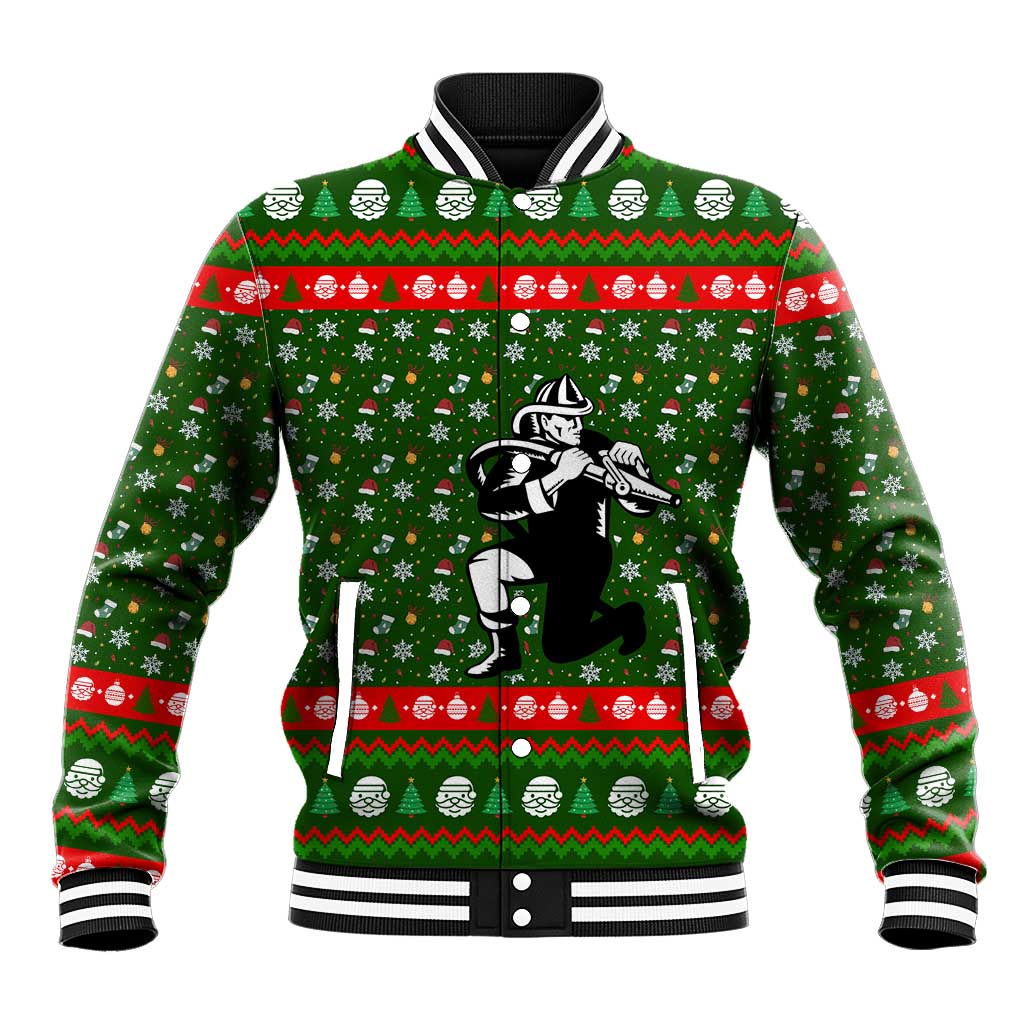 Awesome Firefighter Christmas Baseball Jacket Xmas Holiday Patterns - Wonder Print Shop