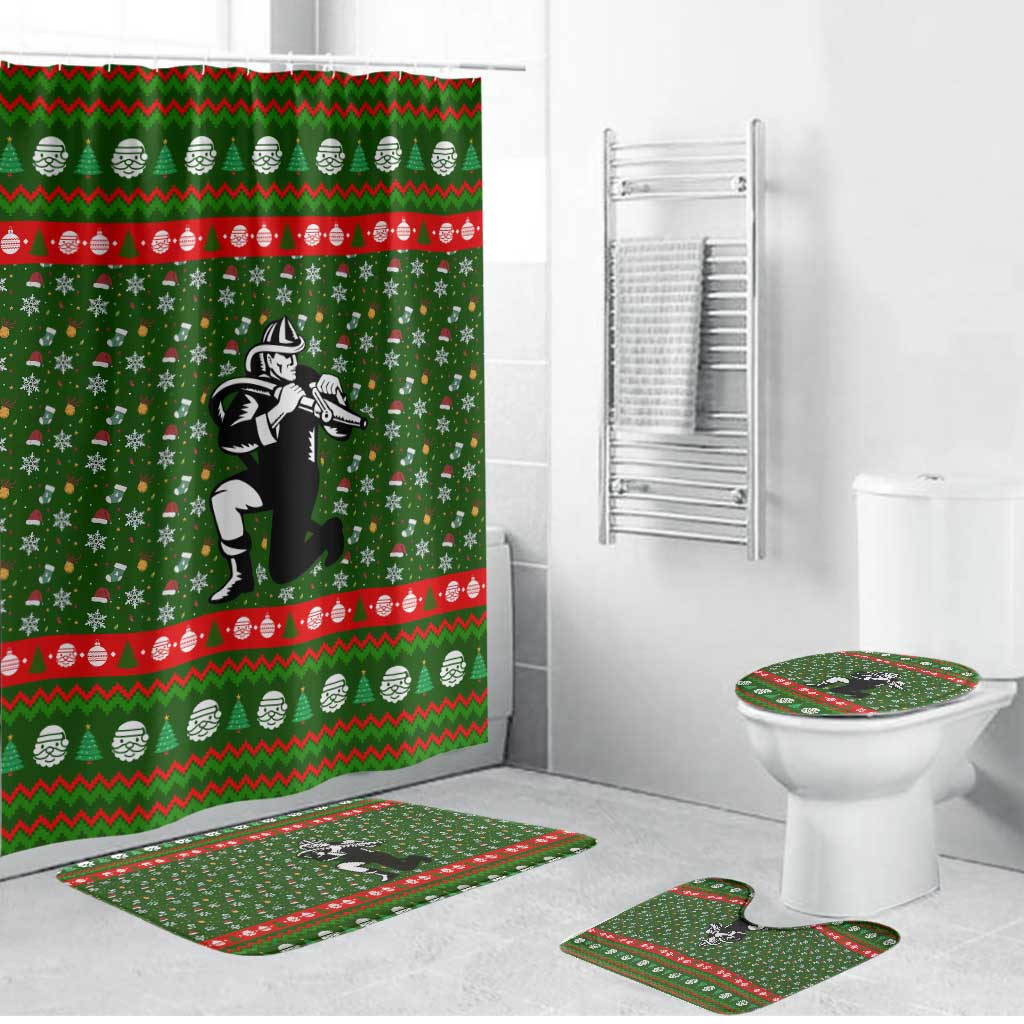 Awesome Firefighter Christmas Bathroom Set Xmas Holiday Patterns - Wonder Print Shop