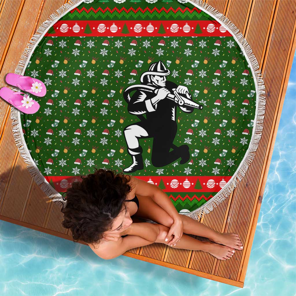 Awesome Firefighter Christmas Beach Blanket Xmas Holiday Patterns - Wonder Print Shop