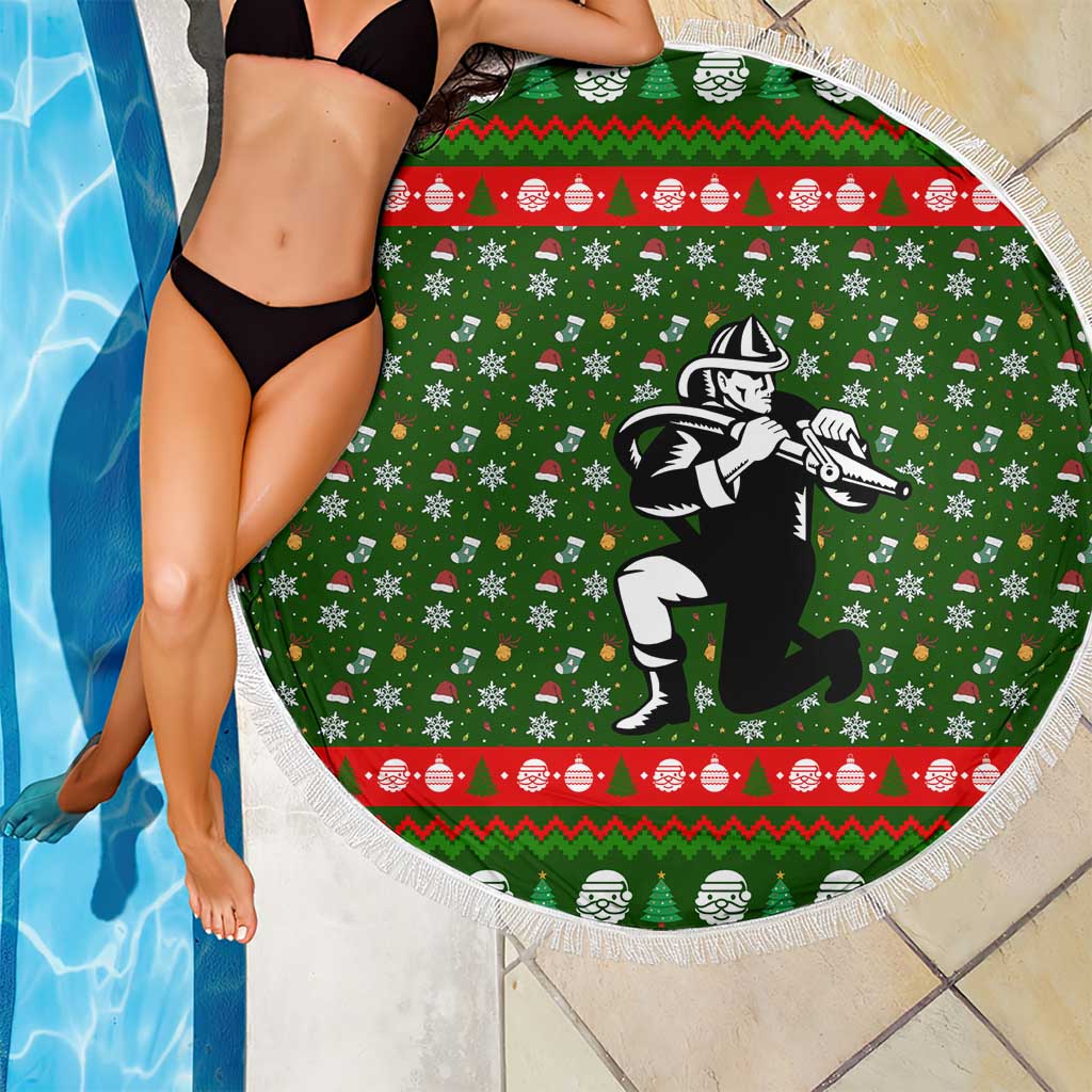 Awesome Firefighter Christmas Beach Blanket Xmas Holiday Patterns - Wonder Print Shop