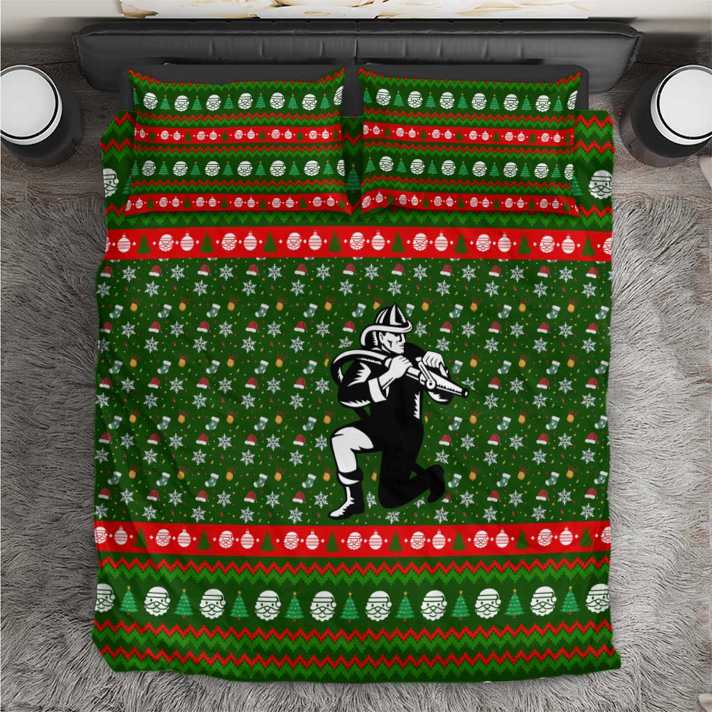 Awesome Firefighter Christmas Bedding Set Xmas Holiday Patterns - Wonder Print Shop