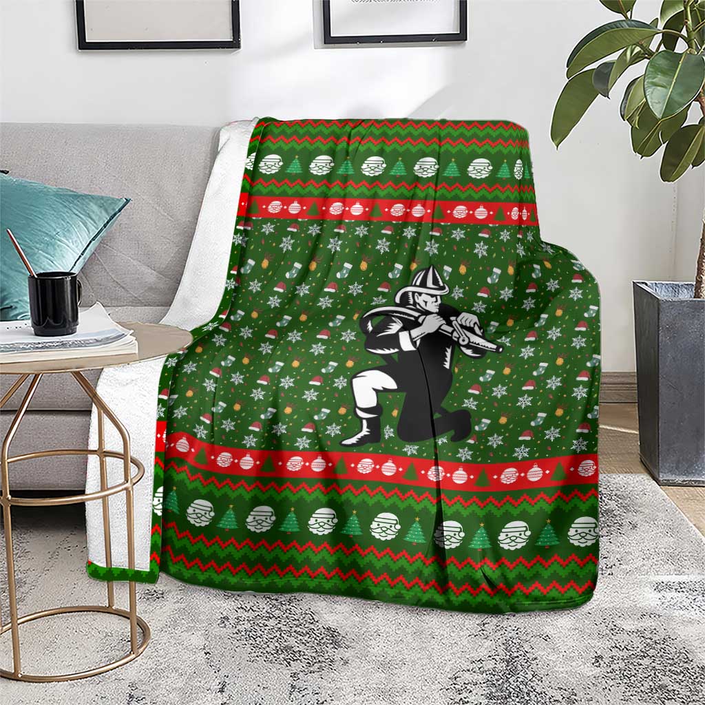 Awesome Firefighter Christmas Blanket Xmas Holiday Patterns - Wonder Print Shop