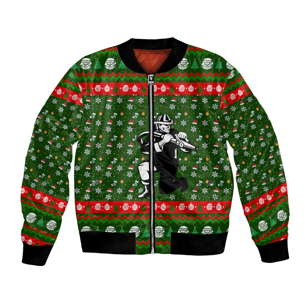 Awesome Firefighter Christmas Bomber Jacket Xmas Holiday Patterns - Wonder Print Shop