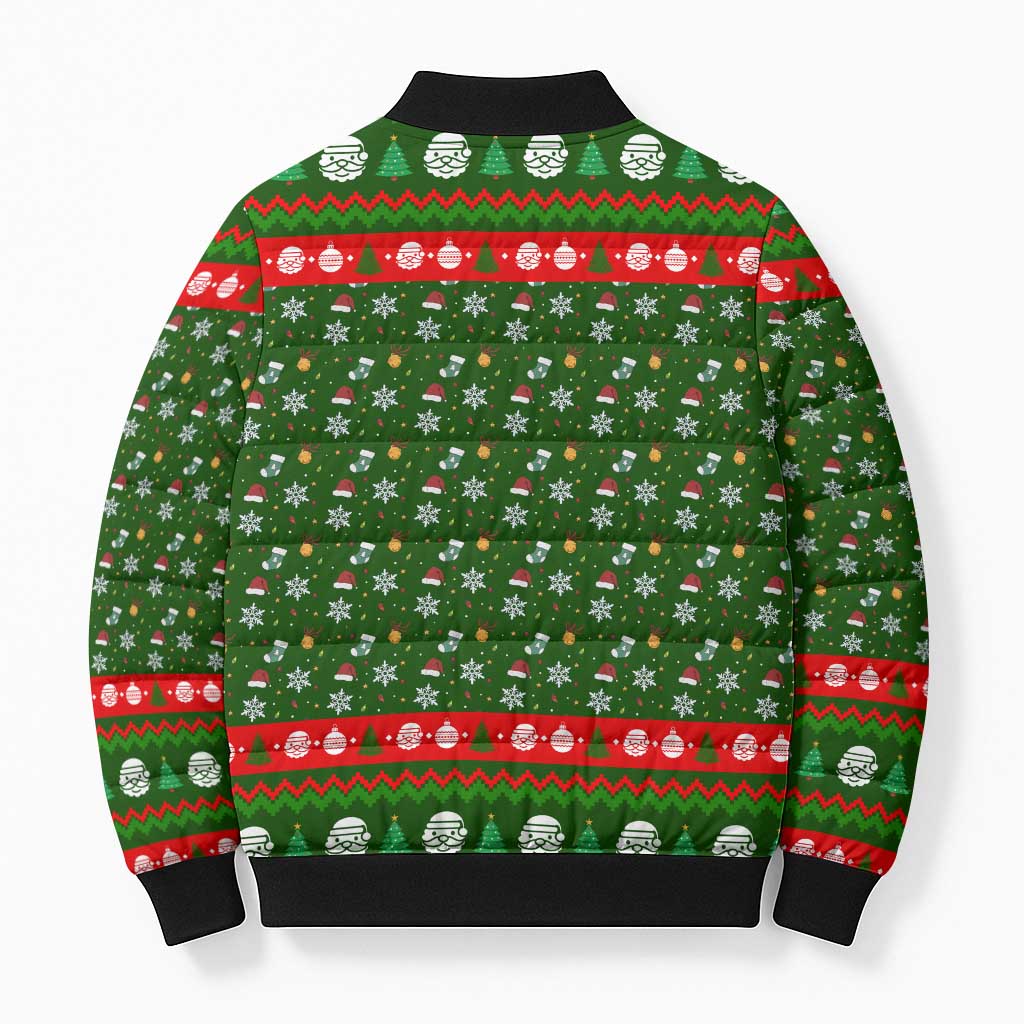 Awesome Firefighter Christmas Bomber Puffer Jacket Xmas Holiday Patterns - Wonder Print Shop