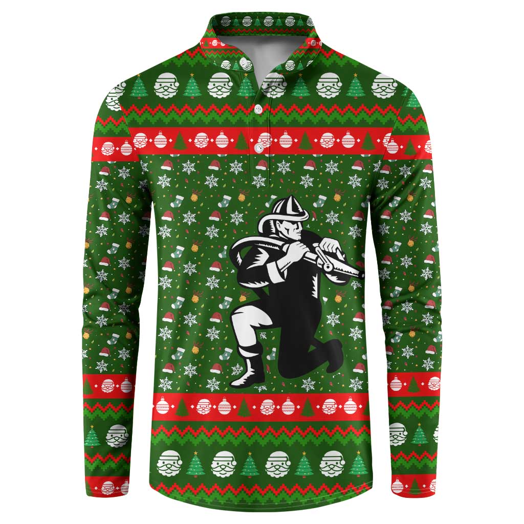 Awesome Firefighter Christmas Button Sweatshirt Xmas Holiday Patterns - Wonder Print Shop