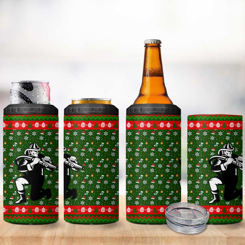 Awesome Firefighter Christmas 4 in 1 Can Cooler Tumbler Xmas Holiday Patterns - Wonder Print Shop
