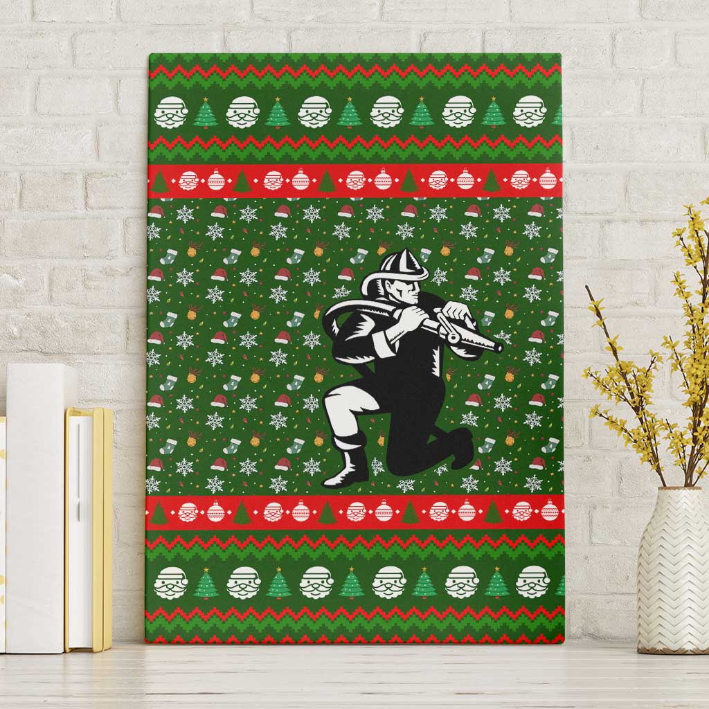 Awesome Firefighter Christmas Canvas Wall Art Xmas Holiday Patterns - Wonder Print Shop