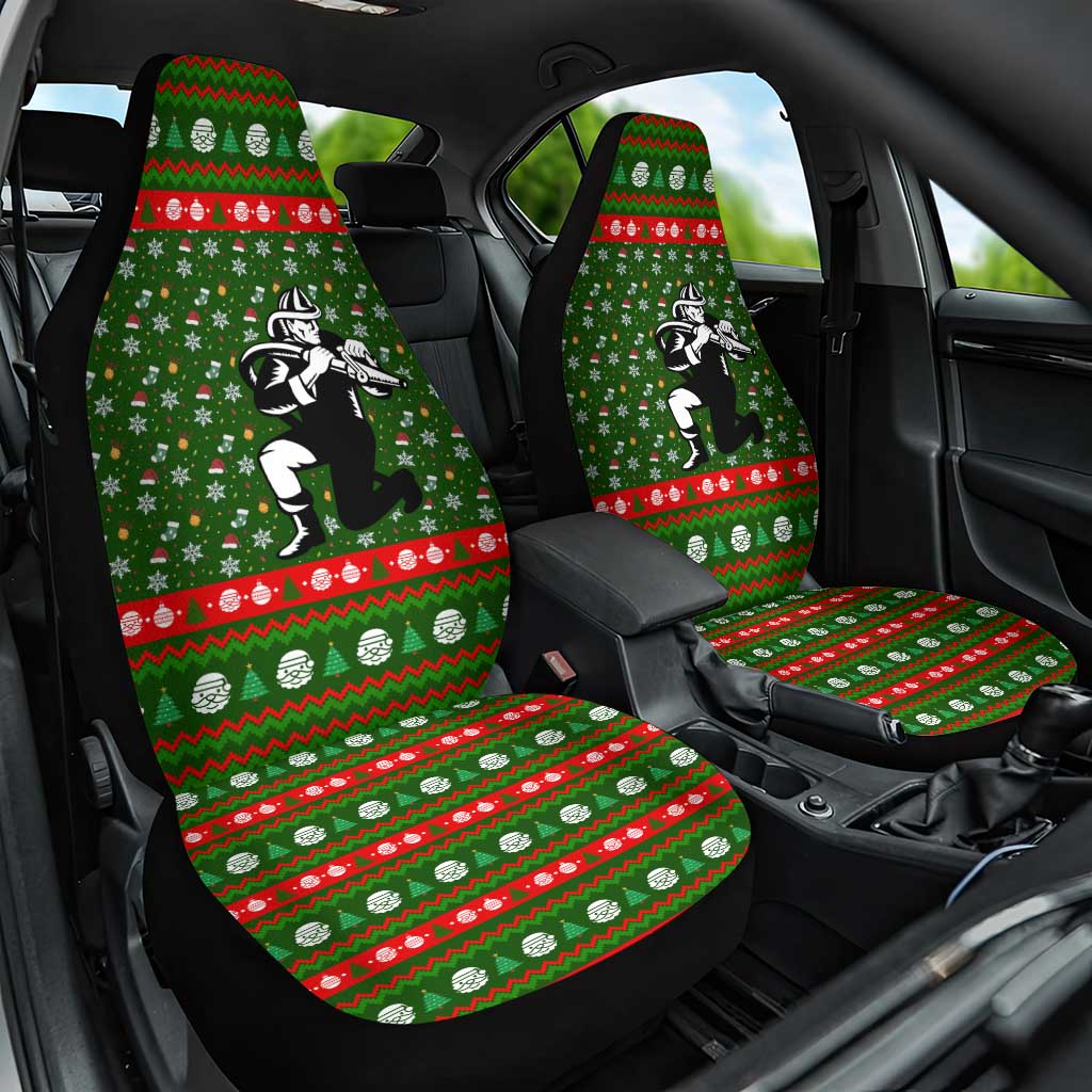 Awesome Firefighter Christmas Car Seat Cover Xmas Holiday Patterns - Wonder Print Shop