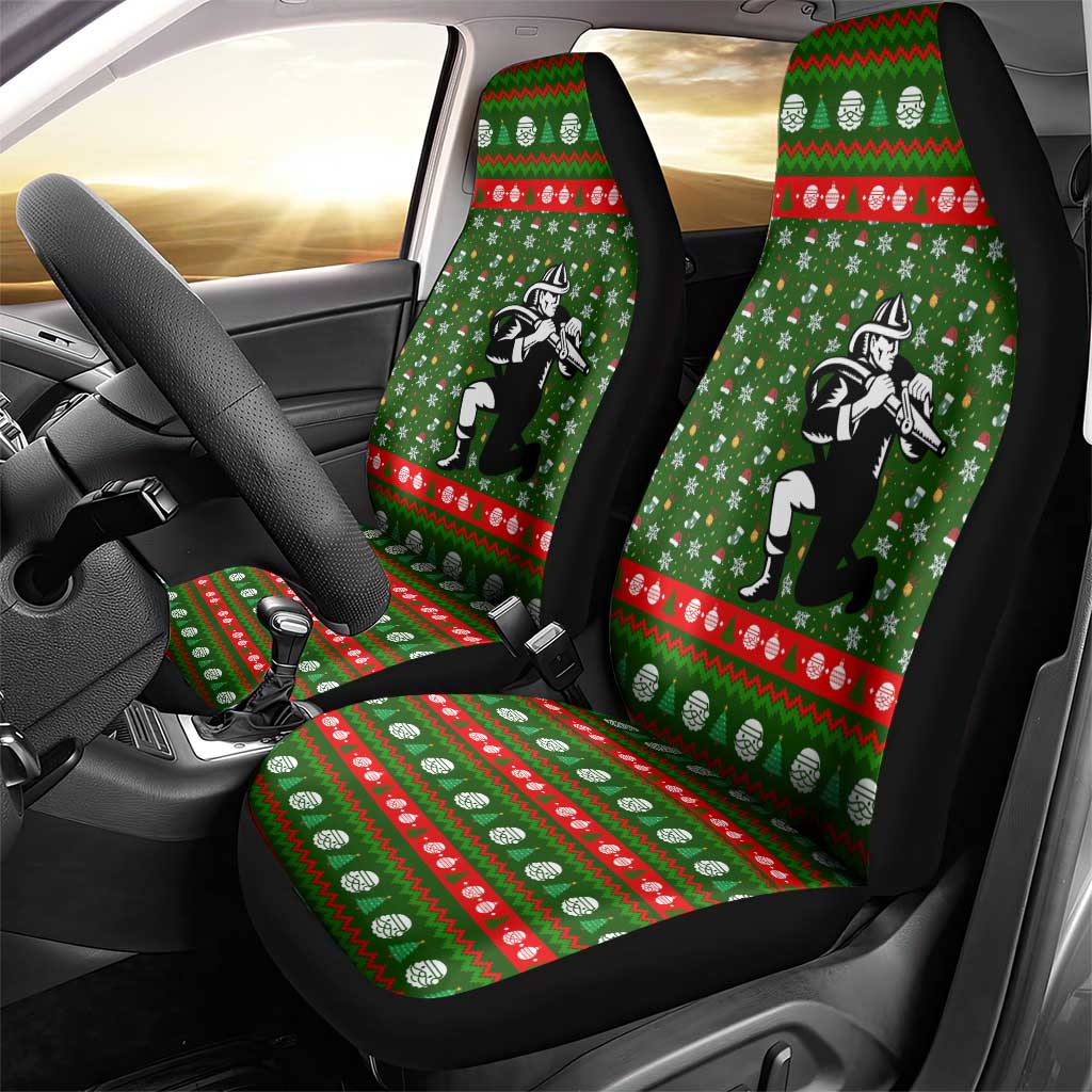 Awesome Firefighter Christmas Car Seat Cover Xmas Holiday Patterns - Wonder Print Shop