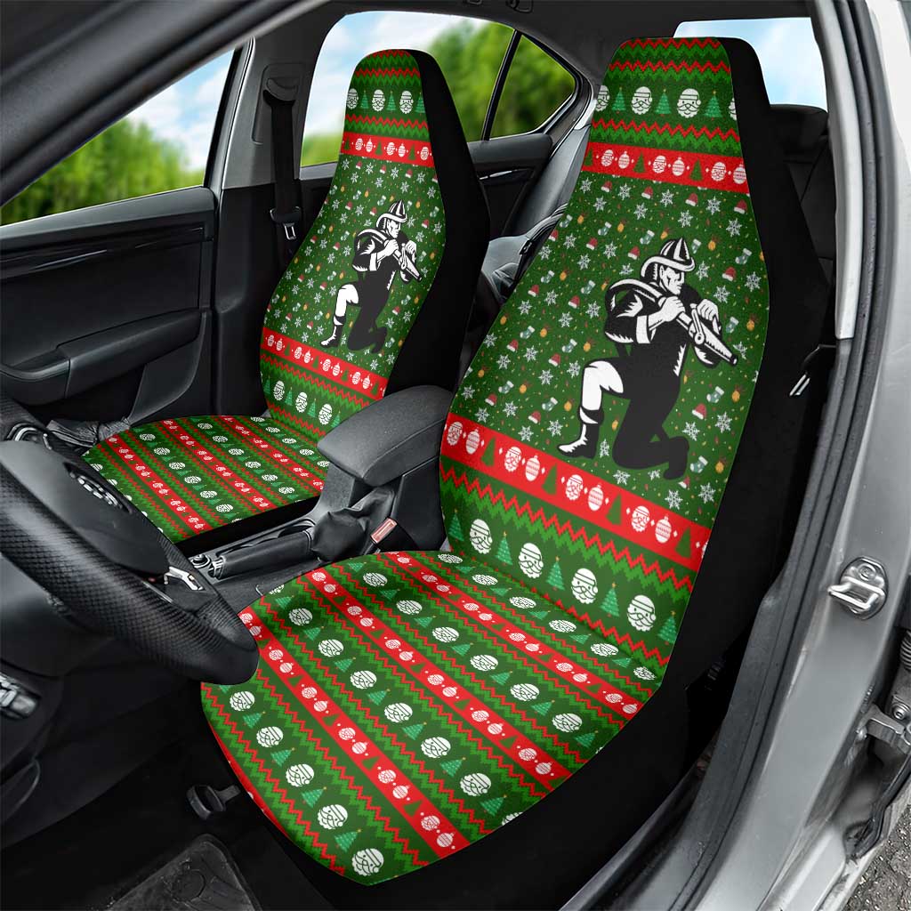 Awesome Firefighter Christmas Car Seat Cover Xmas Holiday Patterns - Wonder Print Shop