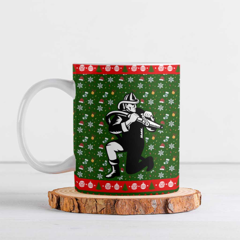 Awesome Firefighter Christmas Ceramic Mug Xmas Holiday Patterns - Wonder Print Shop