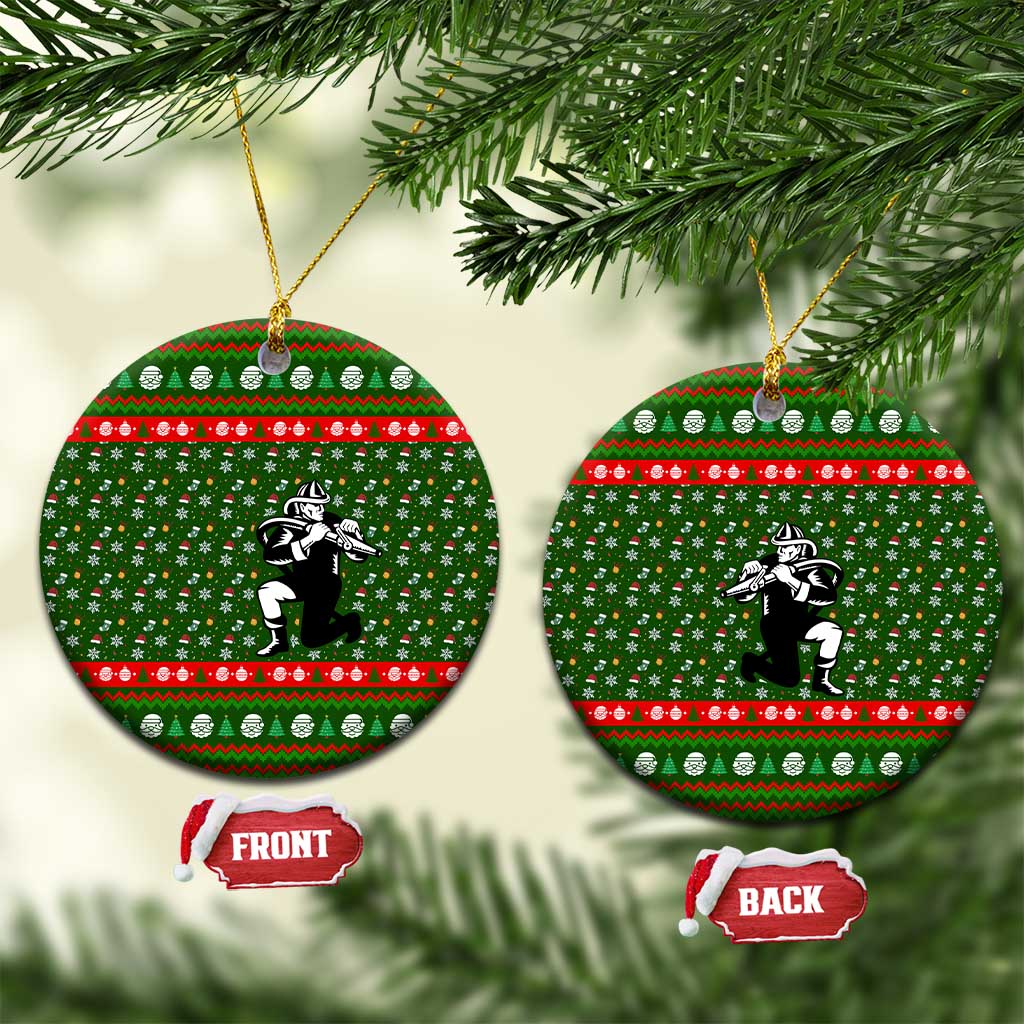 Awesome Firefighter Christmas Ceramic Ornament Xmas Holiday Patterns - Wonder Print Shop