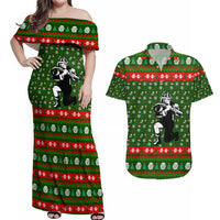 Awesome Firefighter Christmas Couples Matching Off Shoulder Maxi Dress and Hawaiian Shirt Xmas Holiday Patterns - Wonder Print Shop