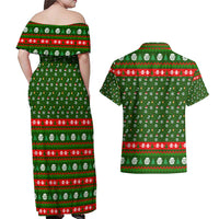 Awesome Firefighter Christmas Couples Matching Off Shoulder Maxi Dress and Hawaiian Shirt Xmas Holiday Patterns - Wonder Print Shop