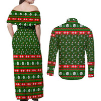 Awesome Firefighter Christmas Couples Matching Off Shoulder Maxi Dress and Long Sleeve Button Shirt Xmas Holiday Patterns - Wonder Print Shop
