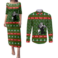 Awesome Firefighter Christmas Couples Matching Puletasi and Long Sleeve Button Shirt Xmas Holiday Patterns - Wonder Print Shop